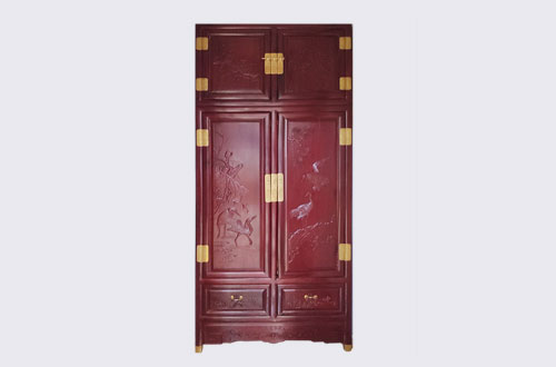 益阳高端中式家居装修深红色纯实木衣柜